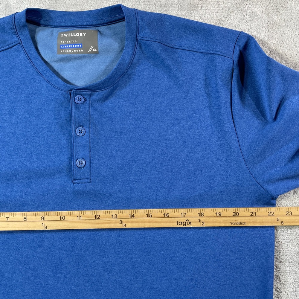 Twillory Athleisure Henley Shirt Mens XL Blue Long Sleeve Performance Athlounger - Picture 4 of 10
